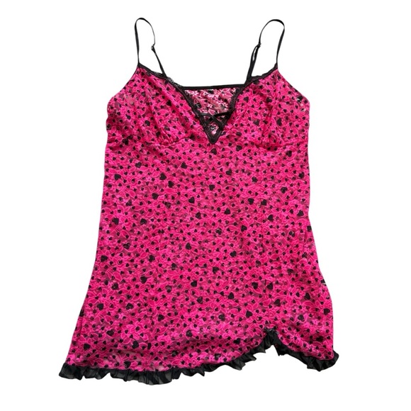 Woman’s Large Pink Heart Lace Sheer Babydoll Slip Night Dress - Picture 2 of 7